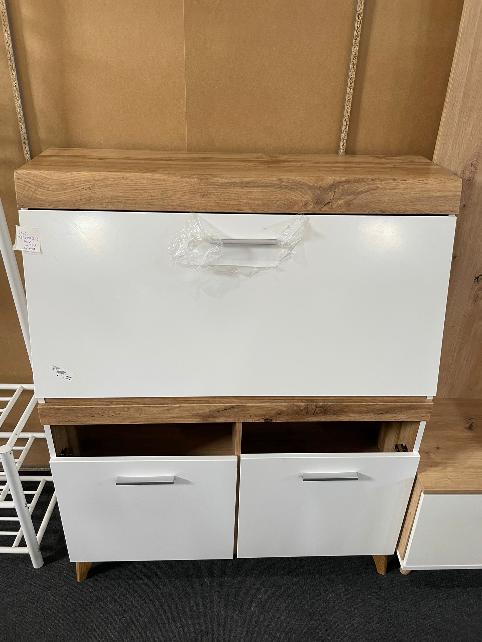 Dulap Multifuncțional în Alb și Stejar 98/124/39,6 cm