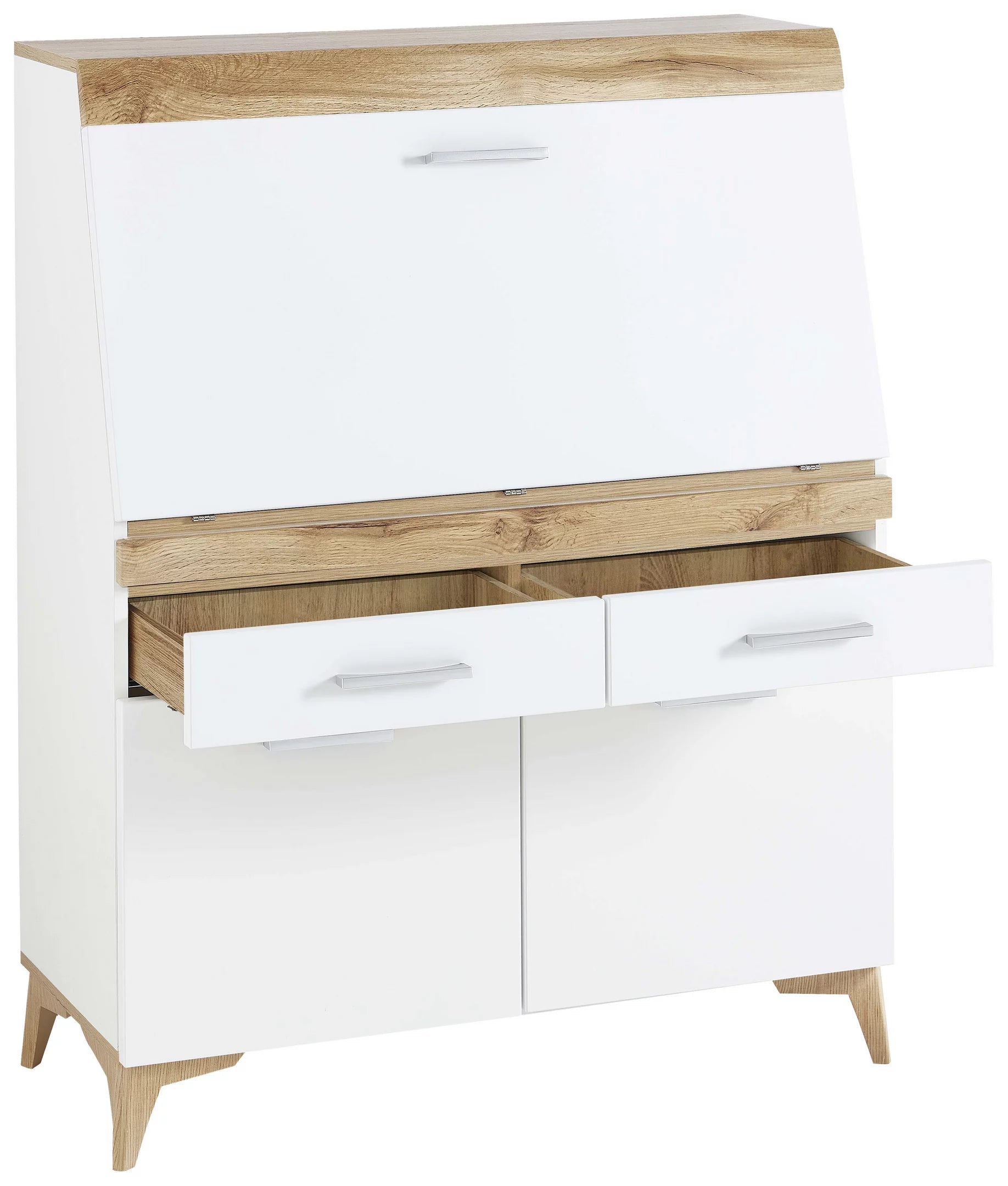 Dulap Multifuncțional în Alb și Stejar 98/124/39,6 cm