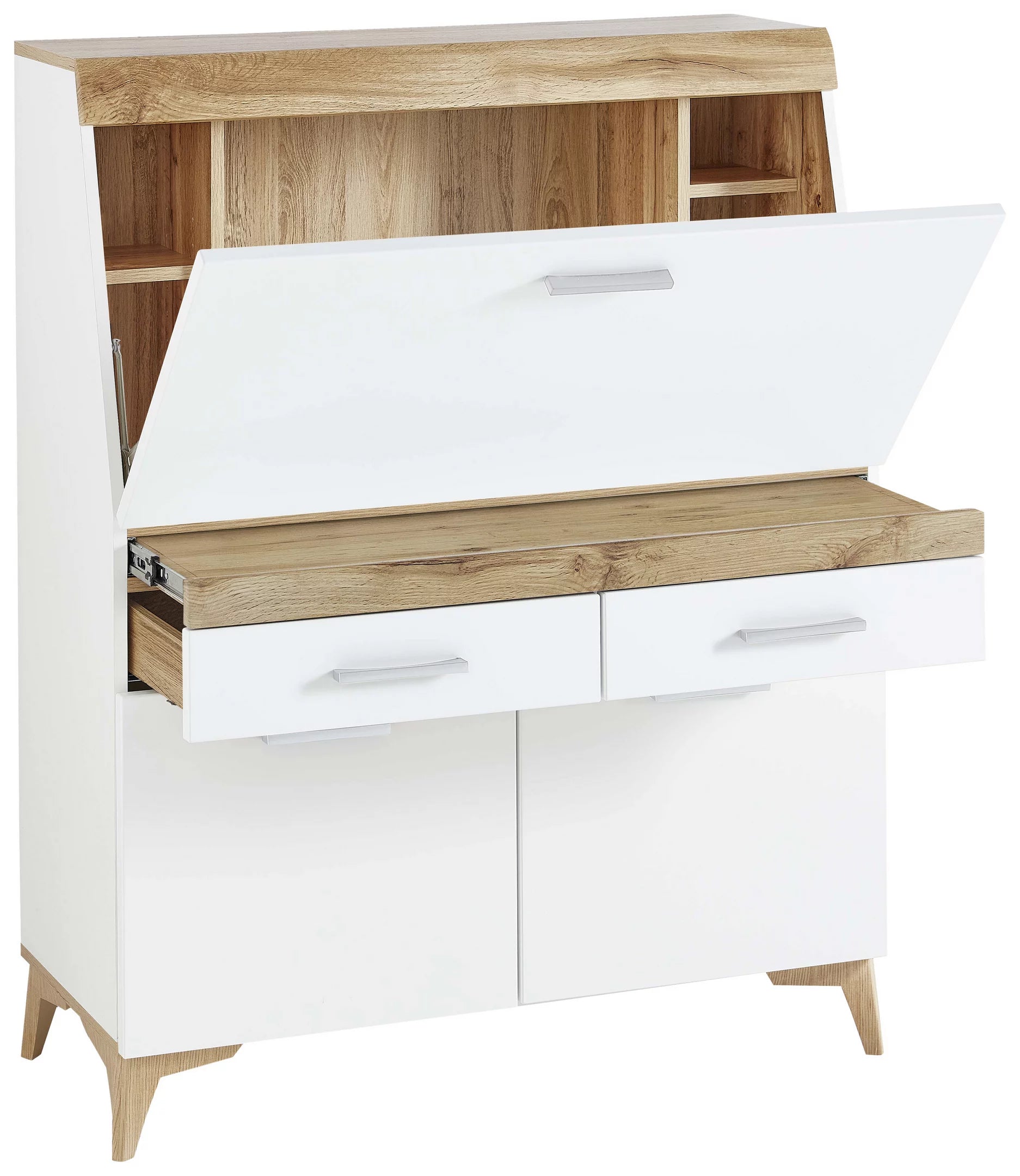 Dulap Multifuncțional în Alb și Stejar 98/124/39,6 cm