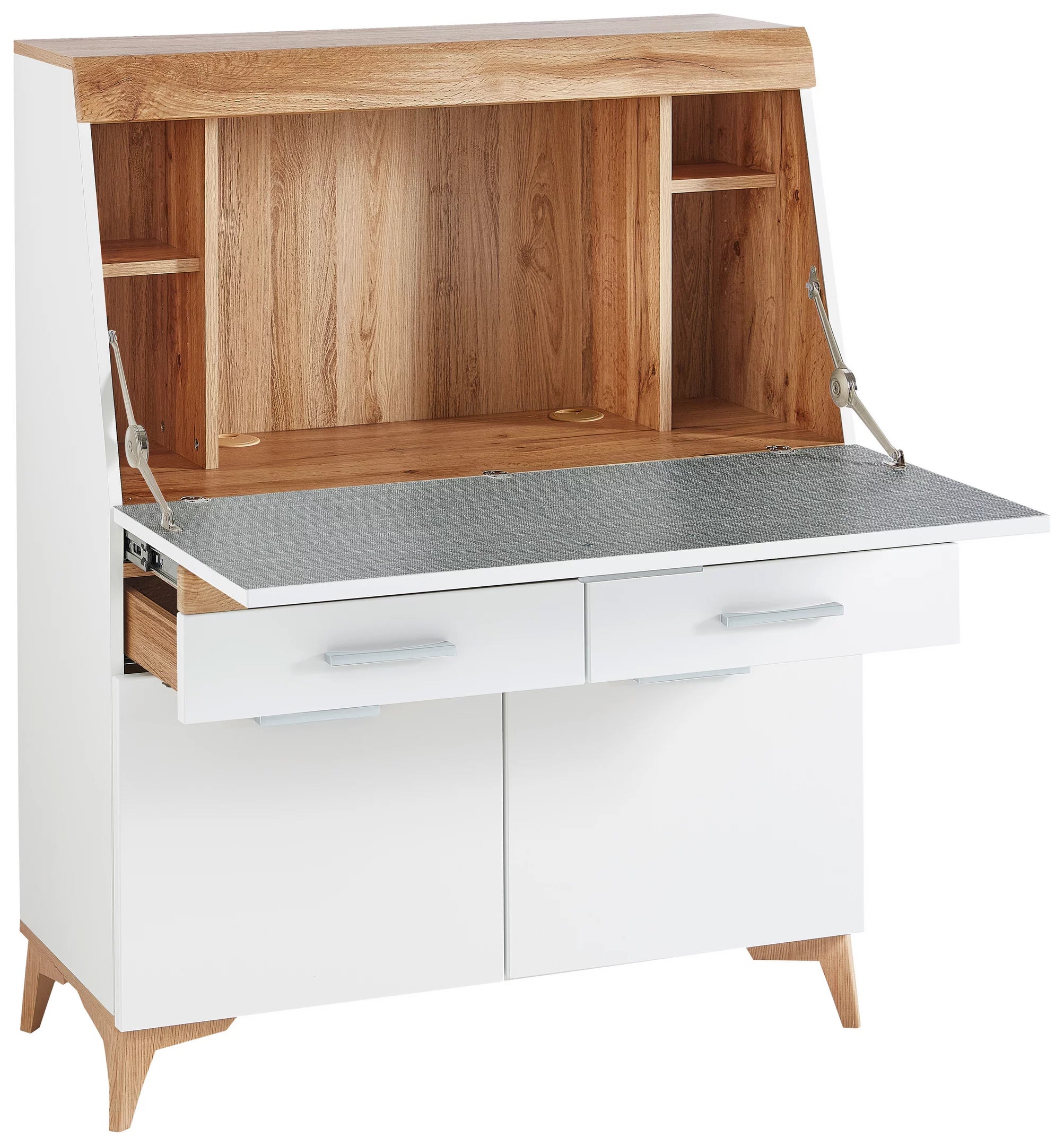 Dulap Multifuncțional în Alb și Stejar 98/124/39,6 cm