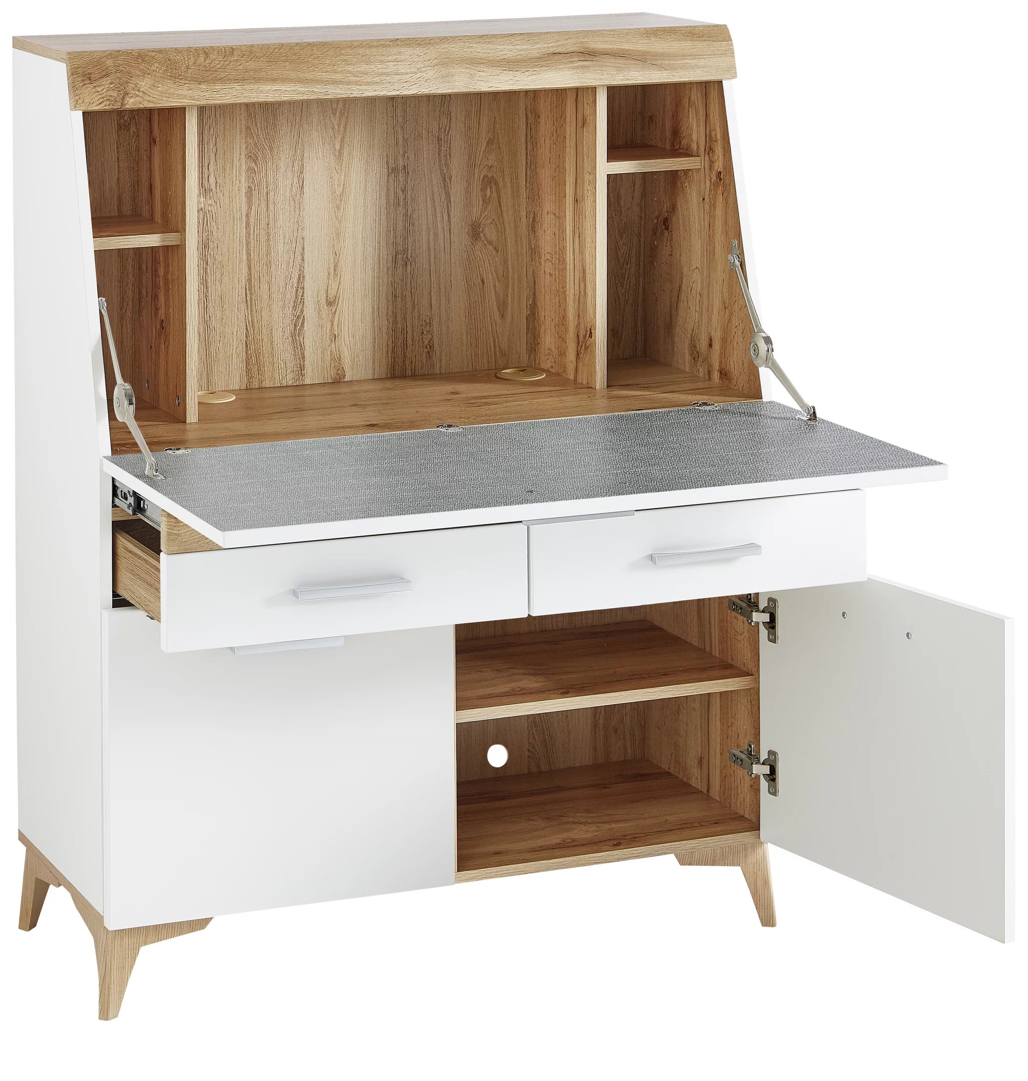 Dulap Multifuncțional în Alb și Stejar 98/124/39,6 cm