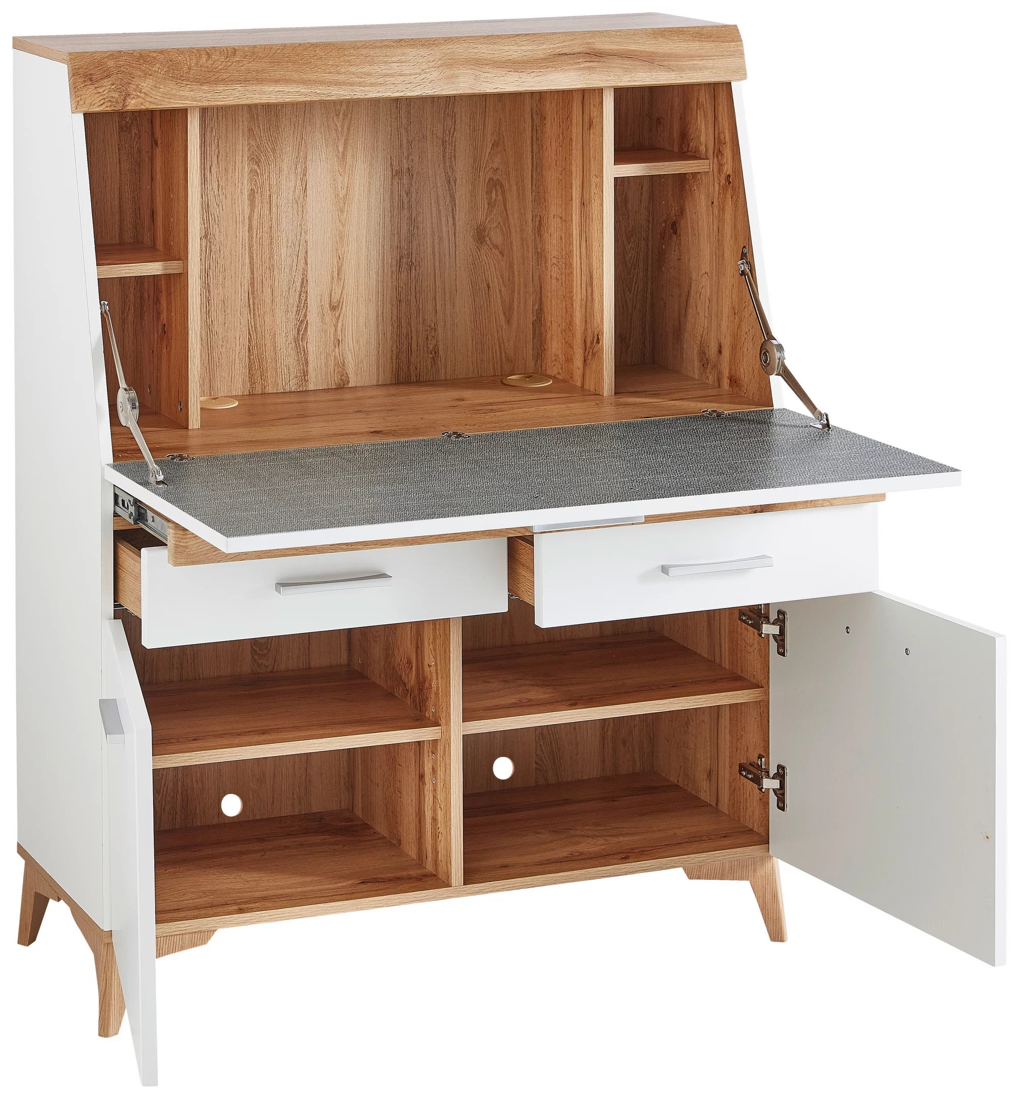 Dulap Multifuncțional în Alb și Stejar 98/124/39,6 cm