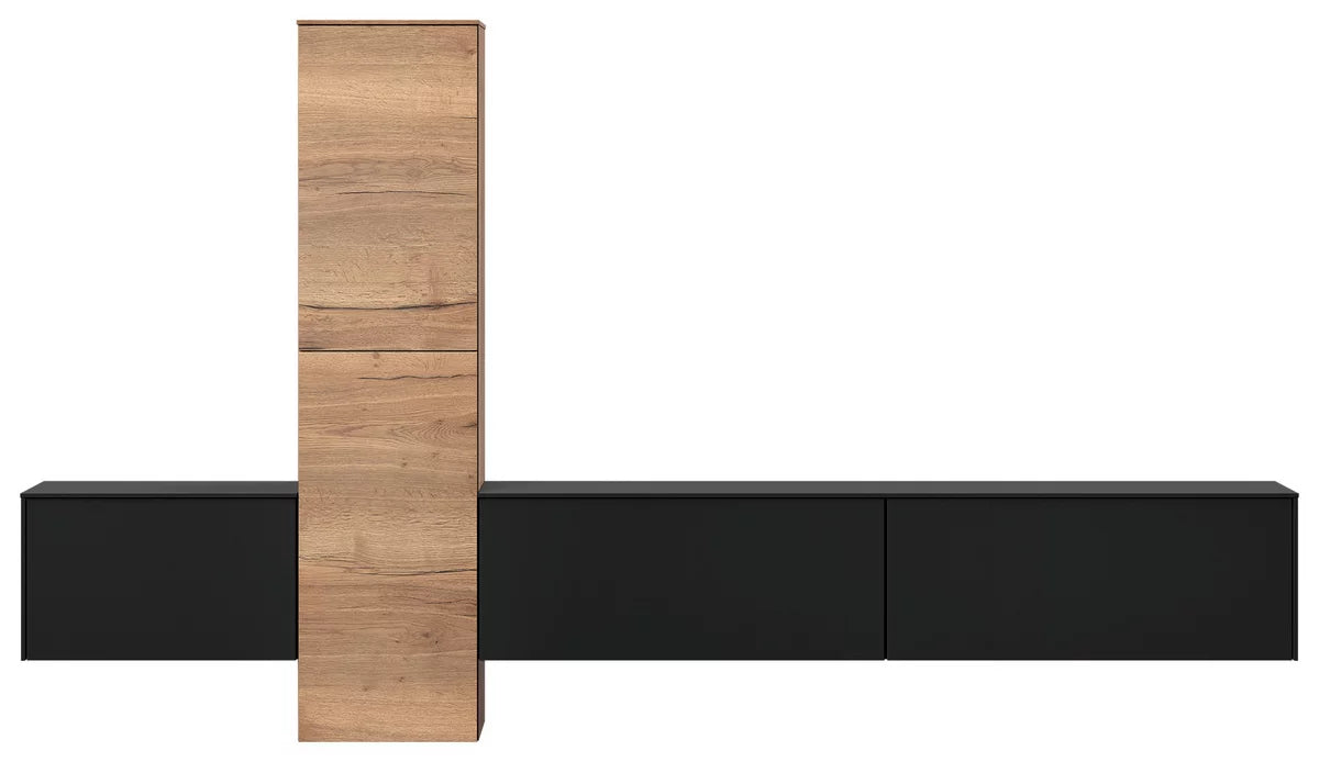 Mobila Living 282/160/37 cm negru, stejar