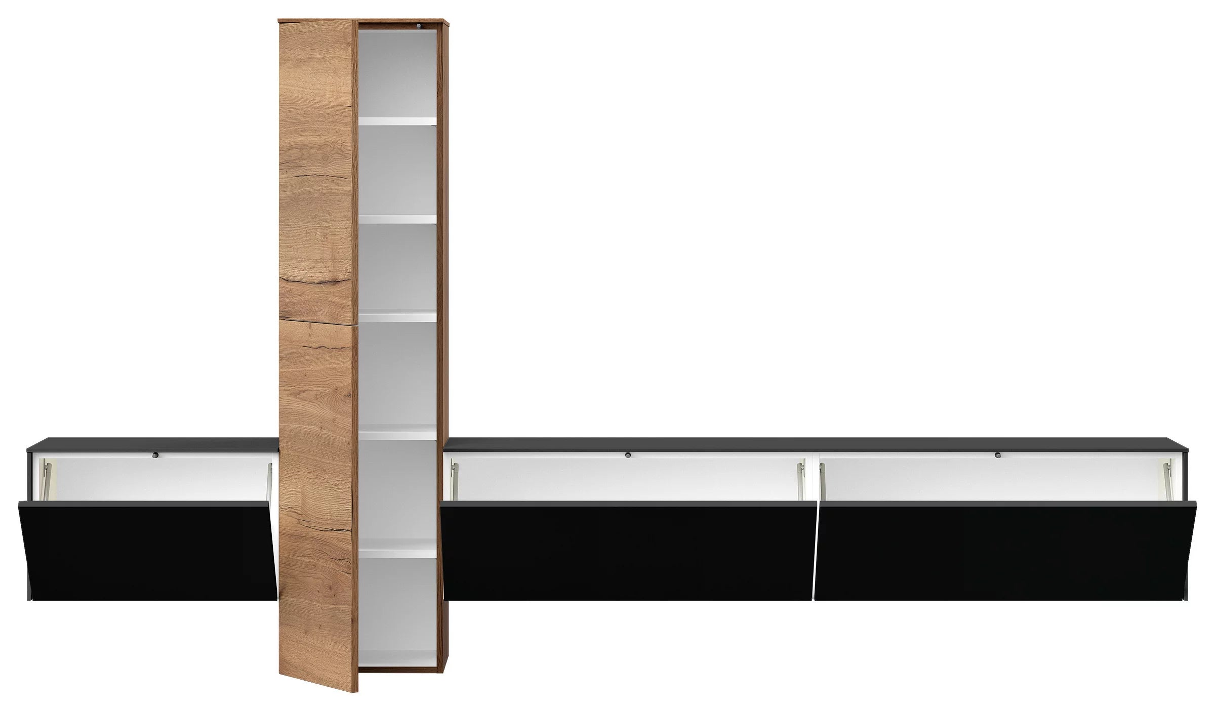 Mobila Living 282/160/37 cm negru, stejar