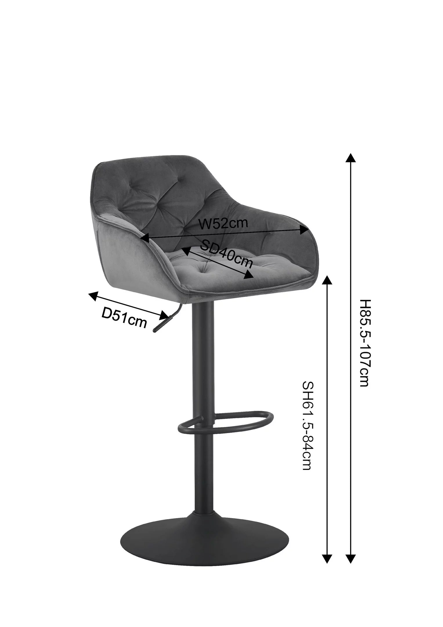 Scaun de bar Eileen gri/negru