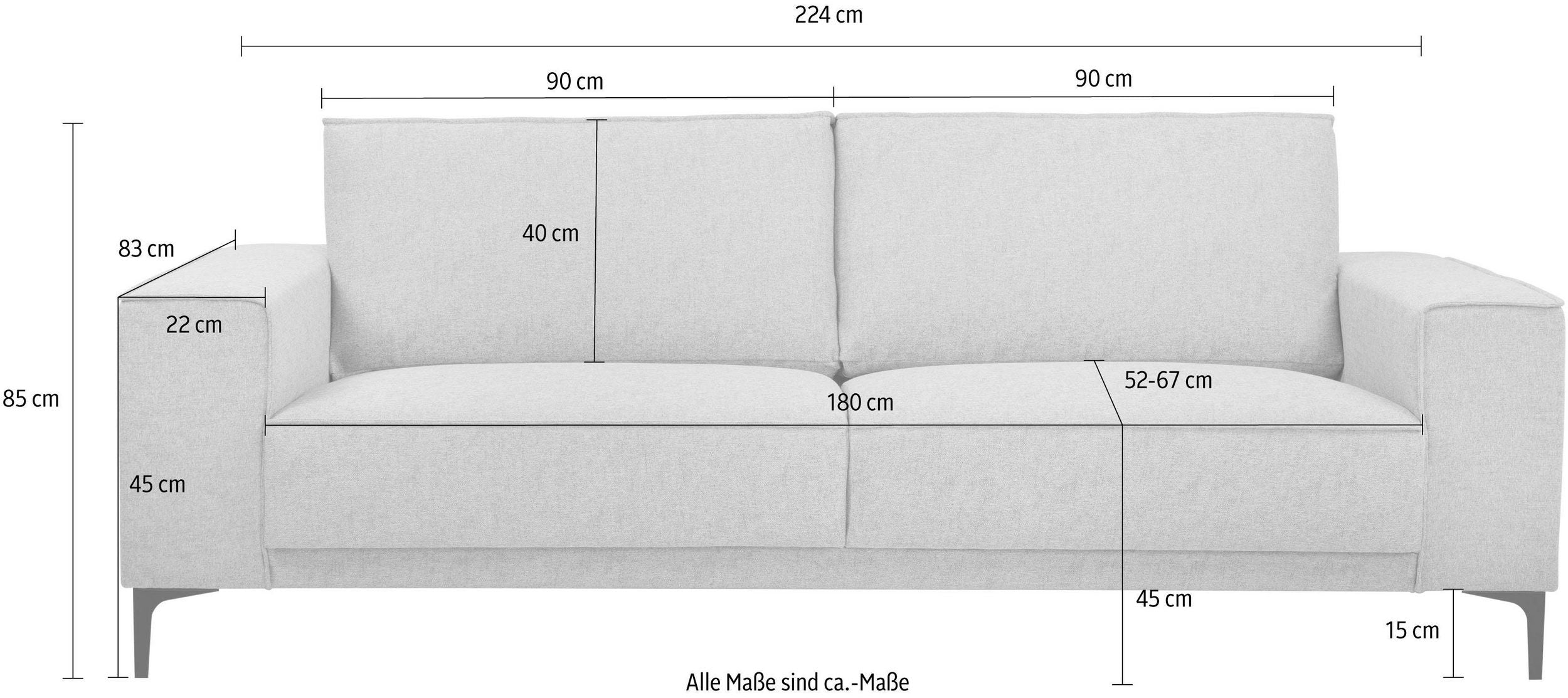 Canapea Oland cu 3 locuri, 224/83/85 cm