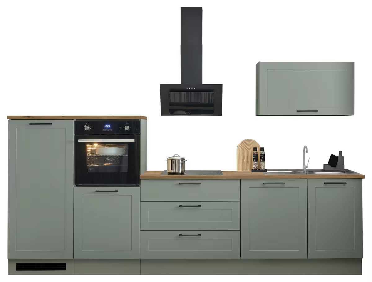 Bucatarie Moderna 320 cm , Verde & Stejar Artisan