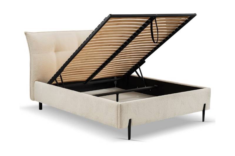 PAT DANAE 160/200 CM TAPITAT CU SOMIERA RABATABILA SI SPATIU DE DEPOZITARE INCLUSE