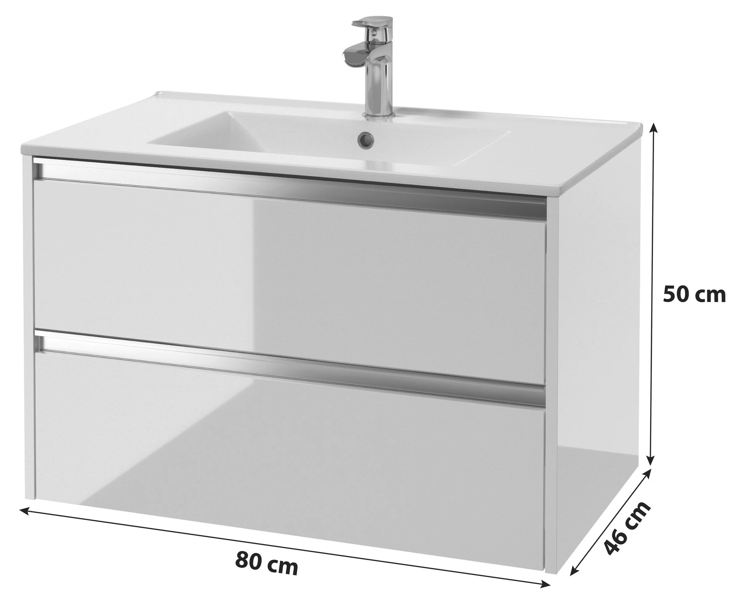 Corp Alb pentru Chiuveta Ceramica si Sertare Soft-Close MID.YOU 80 cm