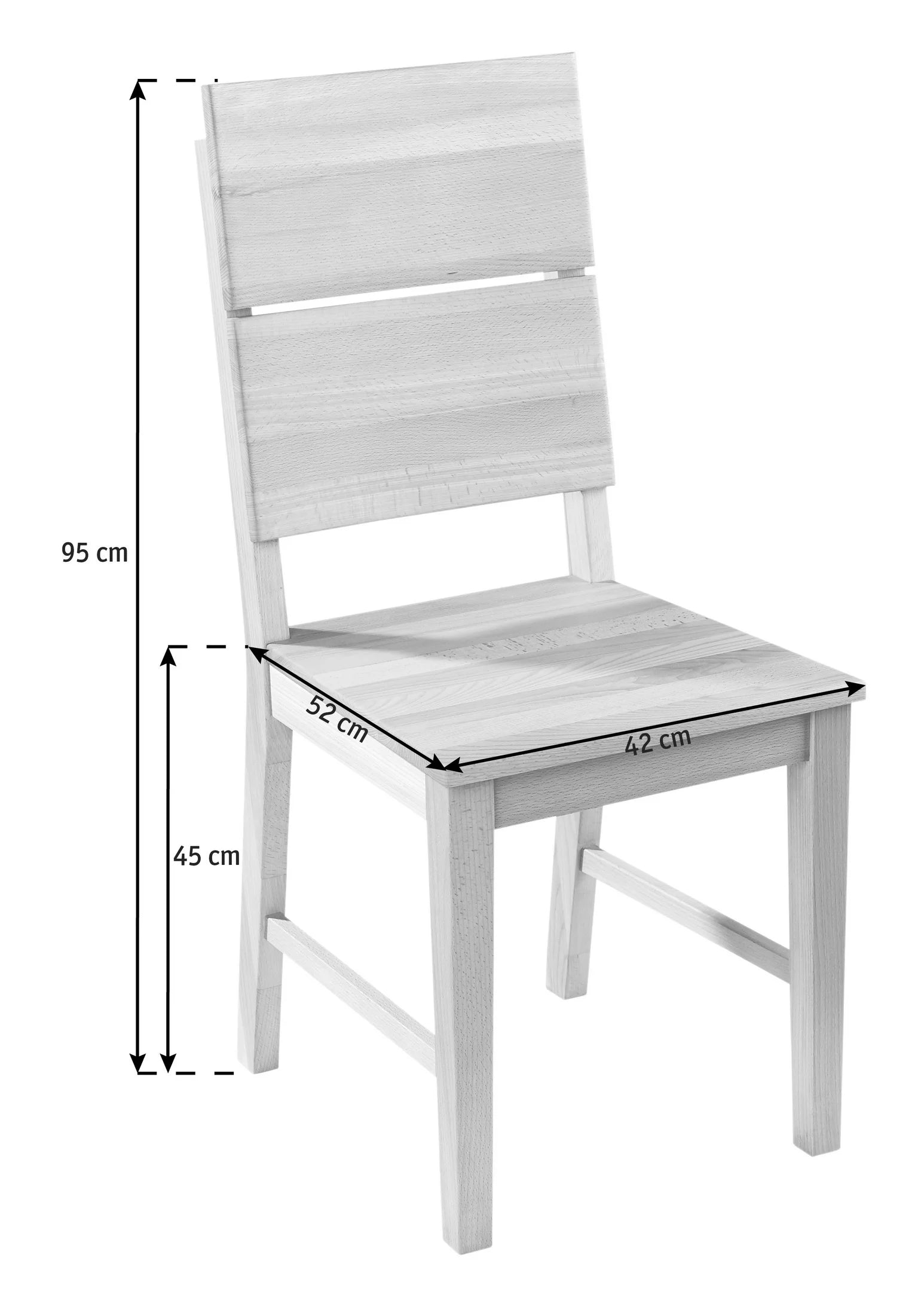 Scaun Din Lemn Masiv de Fag - 42x95.5x52 cm