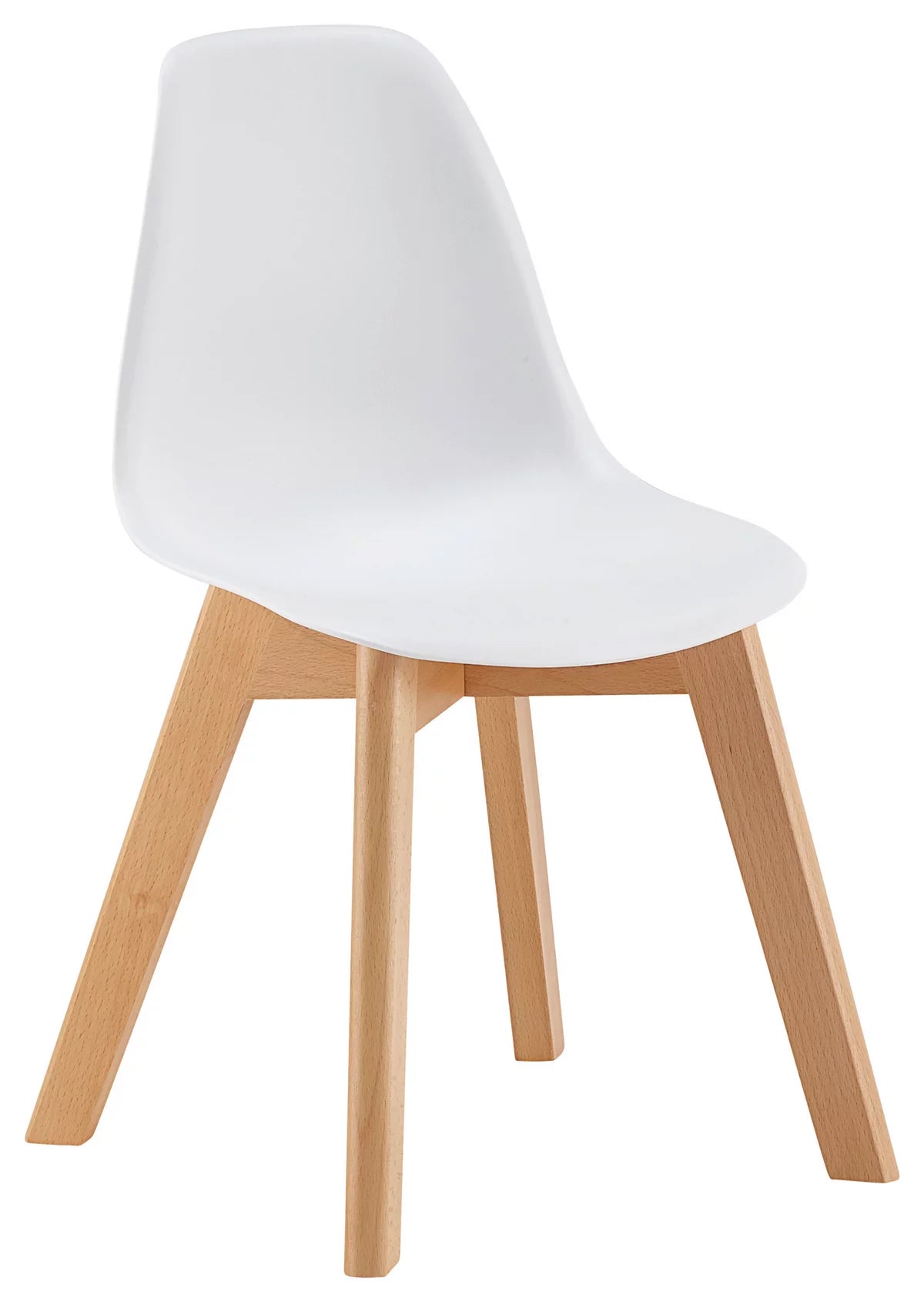 Scaun pentru copii Tibby, plastic alb/lemn natural