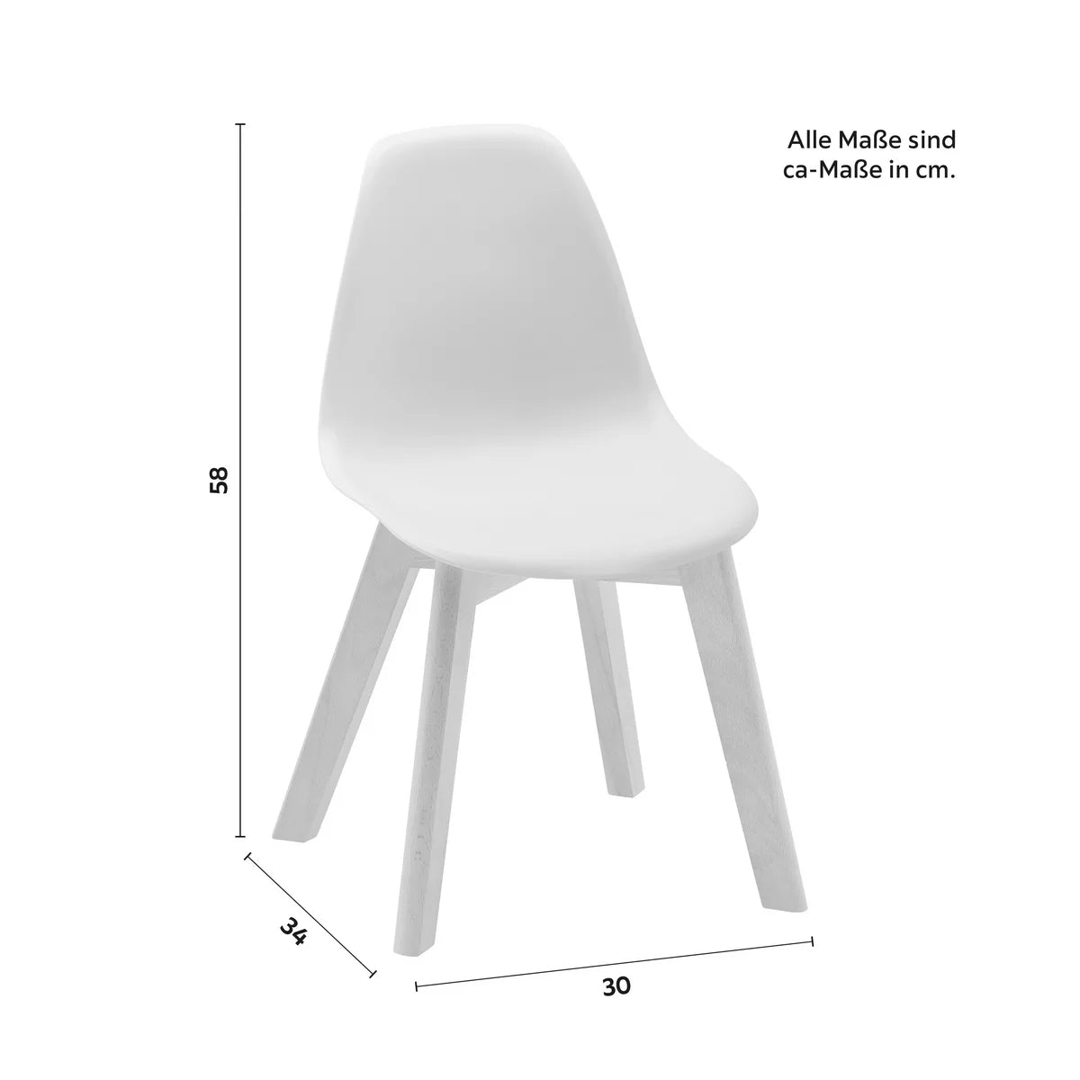 Scaun pentru copii Tibby, plastic alb/lemn natural