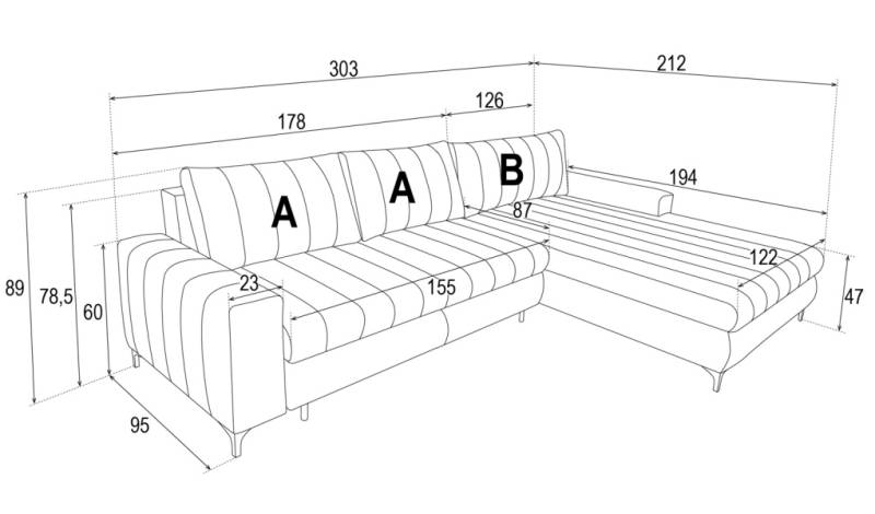 COLTAR EXTENSIBIL MARGO CU LADA DE DEPOZITARE 303X212 CM